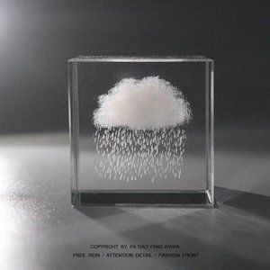 Moon, Cloud, 3D Cube Engraved Crystal Craft Ornaments